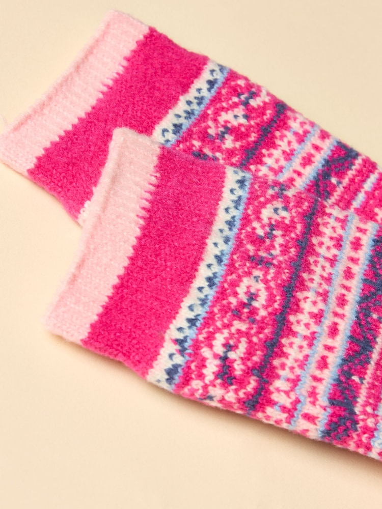Joules Kids' Wader Pink Fair Isle Welly Socks - Image 2 of 3