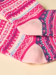 Joules Kids' Wader Pink Fair Isle Welly Socks - Image 3 of 3