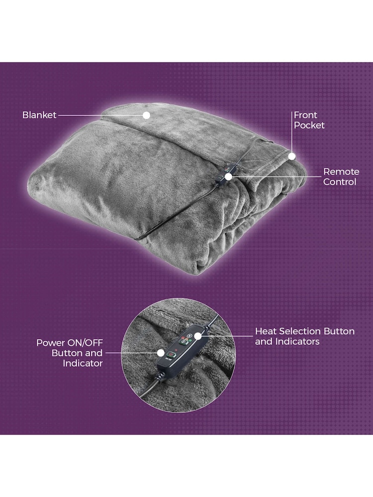 Carmen Grey Core Fleece Luxury Electric Heated Flow and Over B 9 Heat Settings - Image 8 of 8