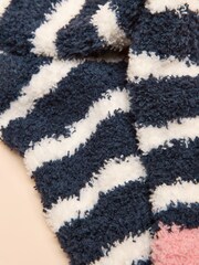 Joules Fluffy Navy Stripe Fluffy Socks - Image 2 of 3