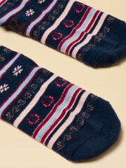 Joules Willow Cosy Navy Fairisle Socks - Image 3 of 3
