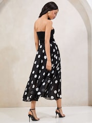 Lipsy Black & White Polka Dot Chiffon Midi Skirt - Image 4 of 4