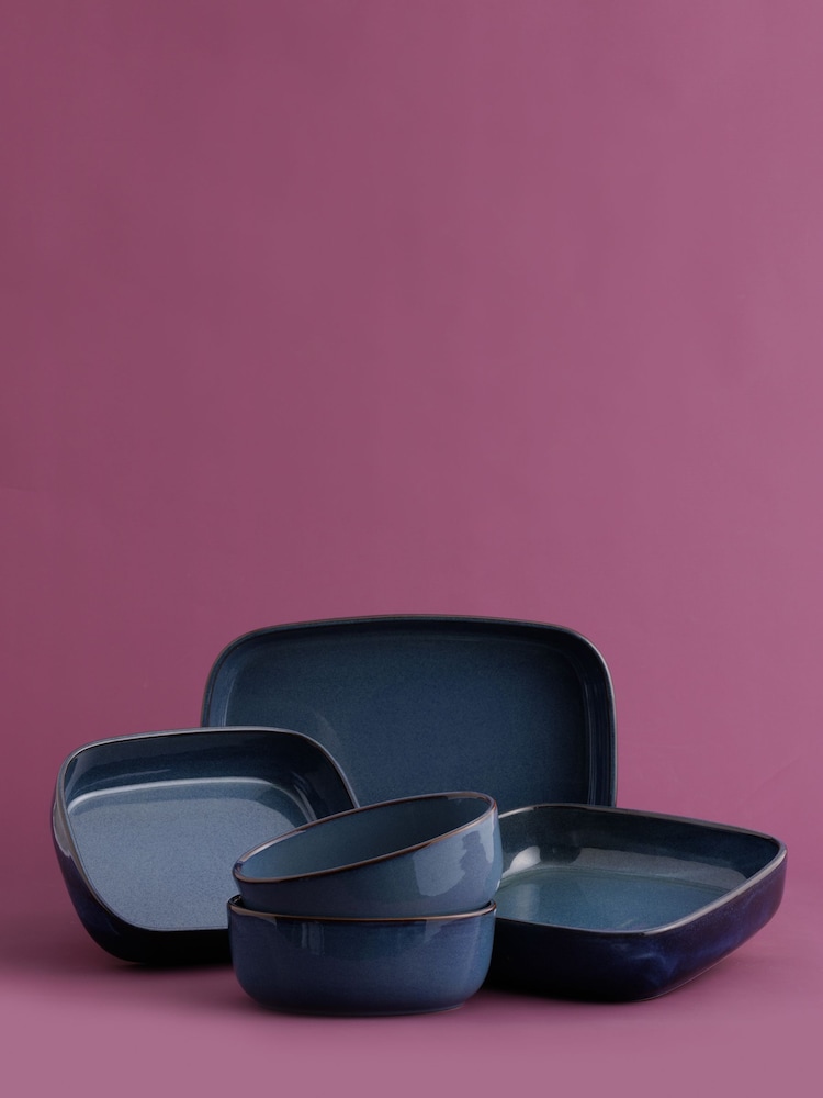 Mason Cash Set of 5 Blue Reactive Serving Dishes - Image 1 of 4