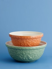 Mason Cash Green and Orange Home to Roost Large and Medium Mixing Bowl Set - Image 1 of 5