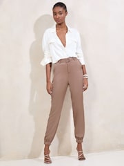 Nude Pink Cuff Satin Joggers - Image 2 of 4