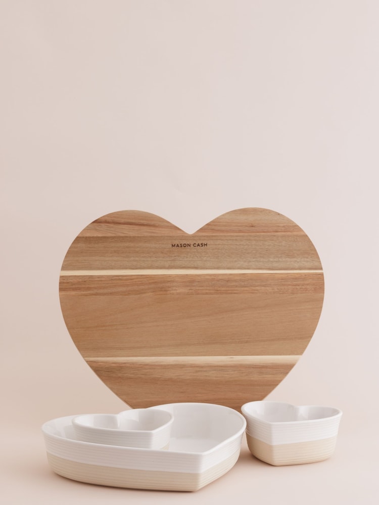 Mason Cash 4 Piece Cream Heart Rustic Charm Serving Set - Image 1 of 4