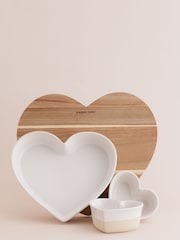 Mason Cash 4 Piece Cream Heart Rustic Charm Serving Set - Image 2 of 4