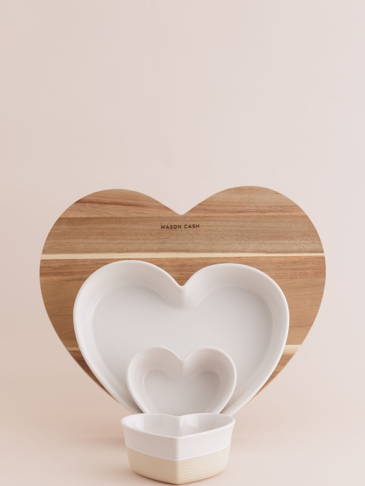 Mason Cash 4 Piece Cream Heart Rustic Charm Serving Set - Image 4 of 4