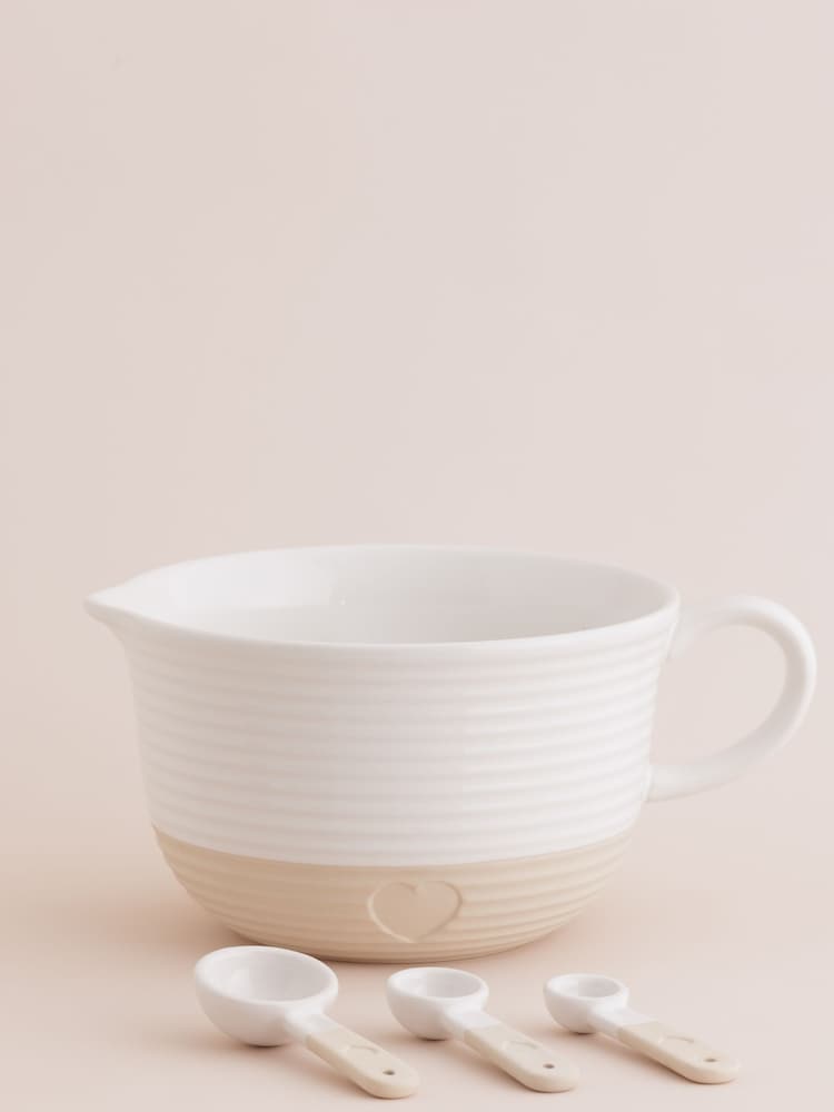 Mason Cash Cream Rustic Charm Batter Bowl and Measuring Spoon Set - Image 1 of 5