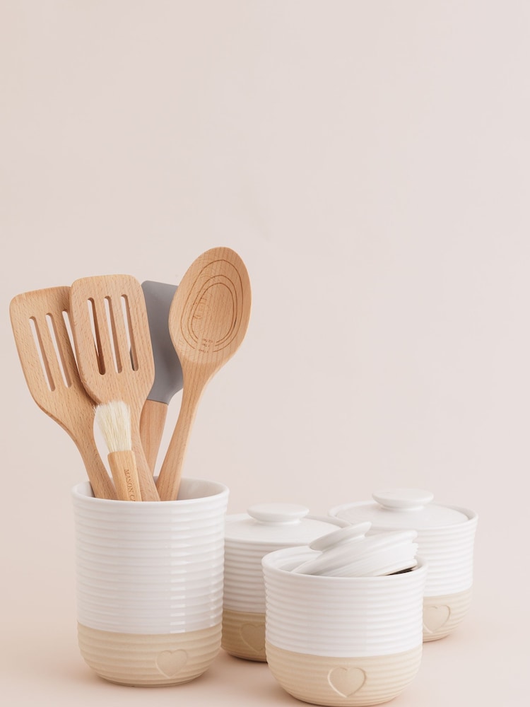 Mason Cash Cream Rustic Charm 3 Storage Jars and Utensil Set - Image 1 of 4
