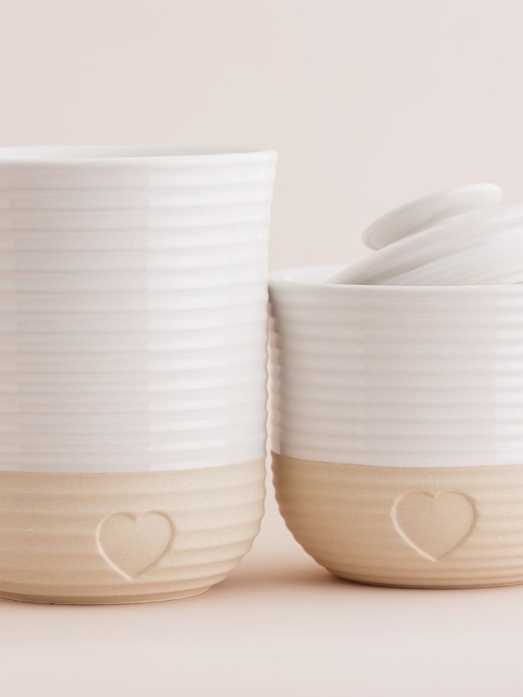Mason Cash Cream Rustic Charm 3 Storage Jars and Utensil Set - Image 2 of 4