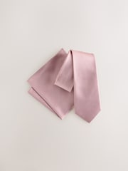 Pink Silk Tie And Pocket Square Set - Image 2 of 2