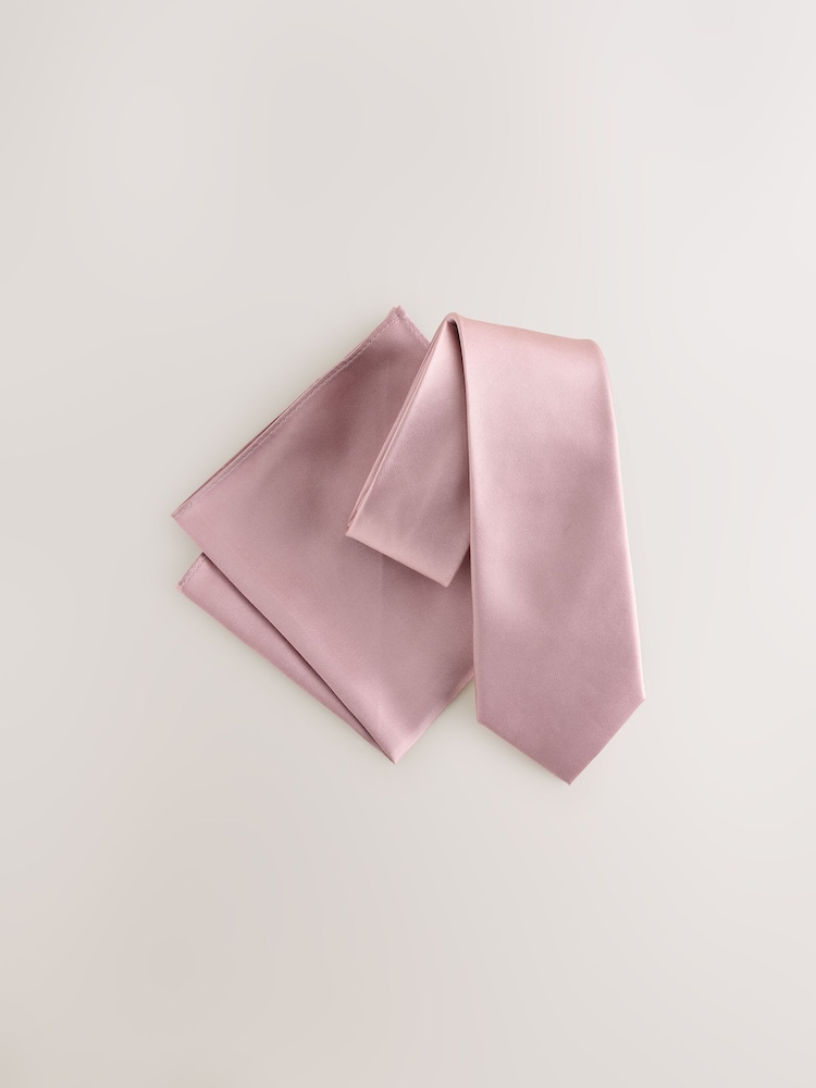 Pink Silk Tie And Pocket Square Set - Image 2 of 2
