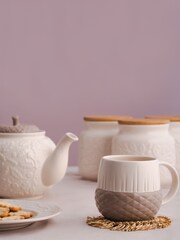 Price & Kensington. Cream Acorn 6 Cup Teapot and Mug Set - Image 2 of 3