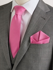 Fuchsia Textured Tie And Pocket Square Set - Image 1 of 4