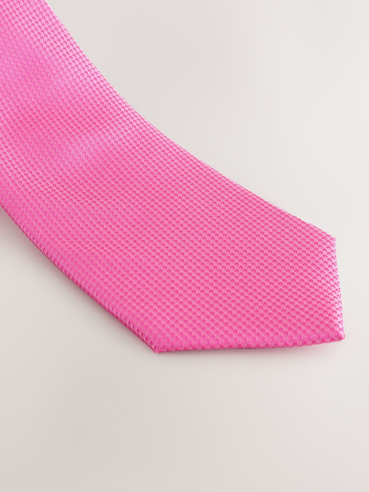 Fuchsia Textured Tie And Pocket Square Set - Image 2 of 4