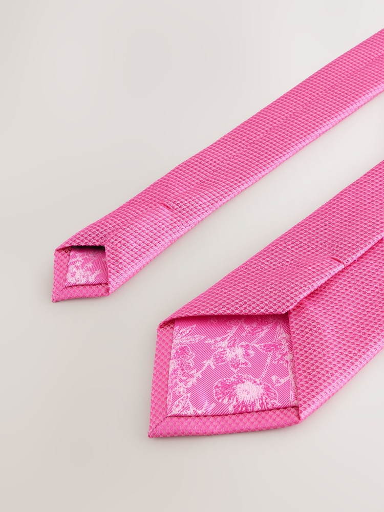 Fuchsia Textured Tie And Pocket Square Set - Image 3 of 4