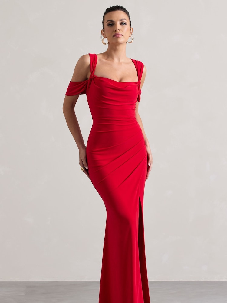 Club L London Amoura Drapiertes Wickel-Maxikleid mit quadratischem Ausschnitt - Bild 2 von 5 Club L London Amoura Drapiertes Wickel-Maxikleid mit quadratischem Ausschnitt - Bild 2 von 5