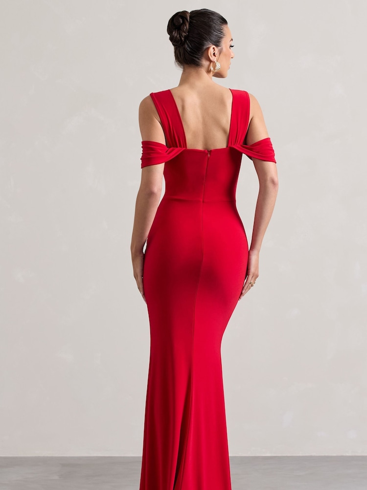 Club L London Amoura Drapiertes Wickel-Maxikleid mit quadratischem Ausschnitt - Bild 5 von 5 Club L London Amoura Drapiertes Wickel-Maxikleid mit quadratischem Ausschnitt - Bild 5 von 5