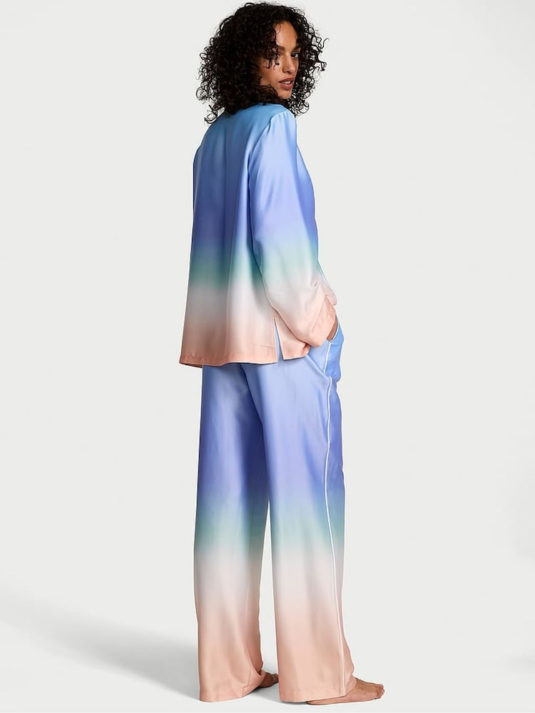 Victoria's Secret Shell Blue Ombre Satin Long Pyjama Set - Image 2 of 2