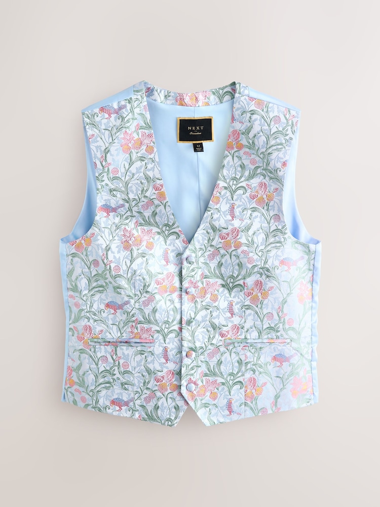 Light Blue Regular Fit Occasion Waistcoat - Image 1 of 2