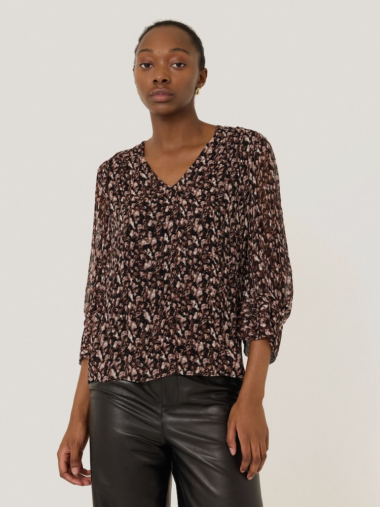 Jigsaw Brown Abstract Leopard Top - Image 1 of 6 Jigsaw Brown Abstract Leopard Top - Image 1 of 6