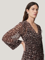 Jigsaw Brown Abstract Leopard Midi Dress - Image 2 of 6
