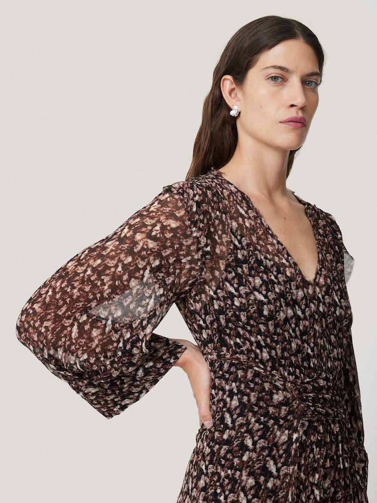 Jigsaw Brown Abstract Leopard Midi Dress - Image 2 of 6