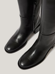 Jigsaw Black Leather Heeled Riding Boots - Image 2 of 6