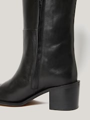 Jigsaw Black Leather Heeled Riding Boots - Image 3 of 6