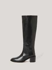 Jigsaw Black Leather Heeled Riding Boots - Image 4 of 6