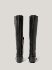 Jigsaw Black Leather Heeled Riding Boots - Image 5 of 6