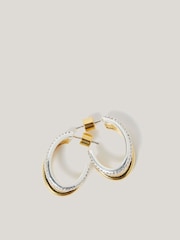 Jigsaw Gold Tone Pave Double Hoop Earrings - Image 3 of 4