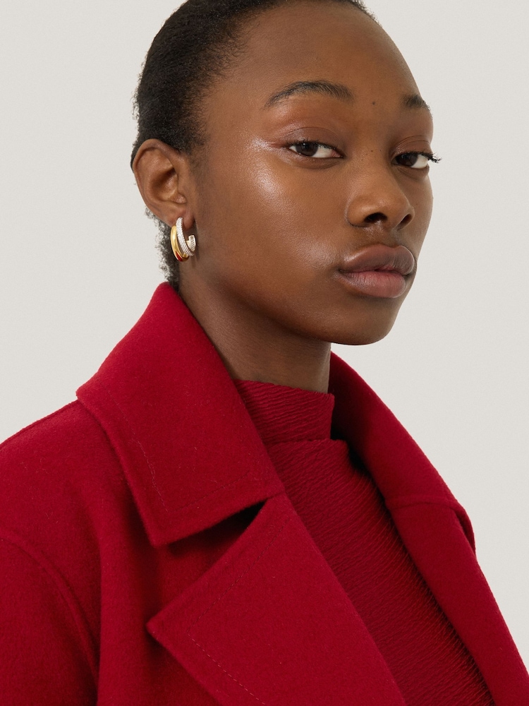 Jigsaw Gold Tone Pave Double Hoop Earrings - Image 4 of 4