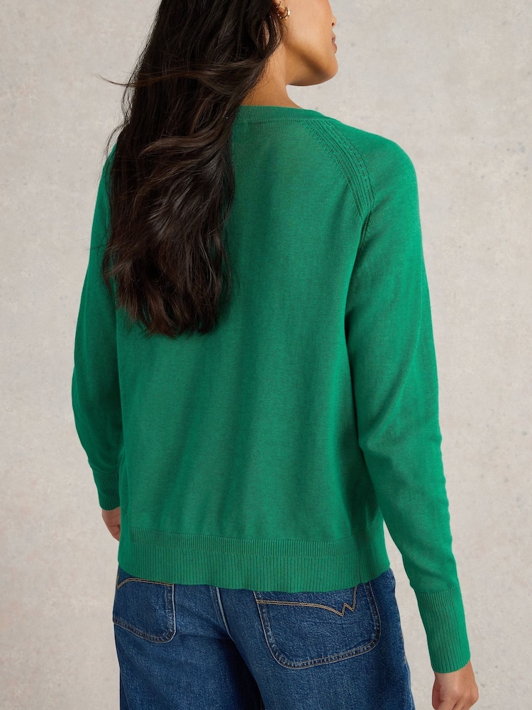 White Stuff Green 100% Organic Cotton Lulu Cardigan - Image 2 of 6