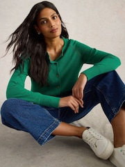 White Stuff Green 100% Organic Cotton Lulu Cardigan - Image 3 of 6