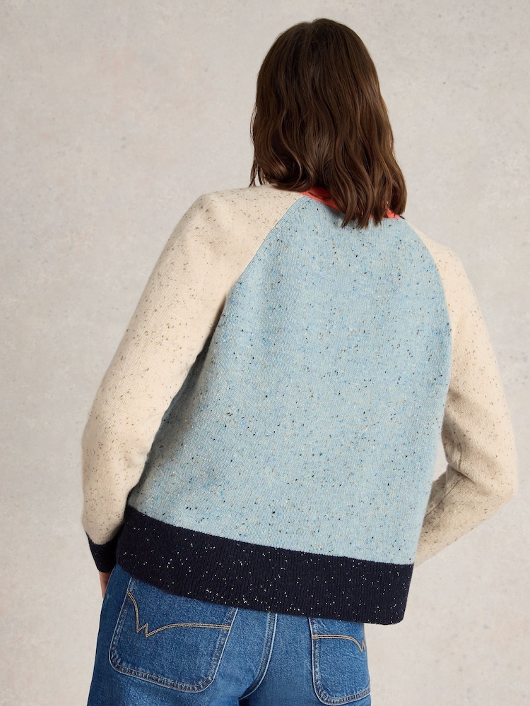White Stuff Blue Colourblock Cardigan - Image 2 of 6