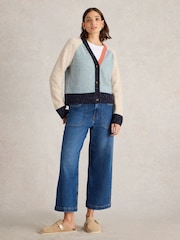 White Stuff Blue Colourblock Cardigan - Image 3 of 6