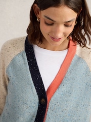 White Stuff Blue Colourblock Cardigan - Image 4 of 6