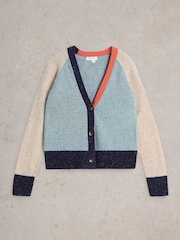 White Stuff Blue Colourblock Cardigan - Image 5 of 6