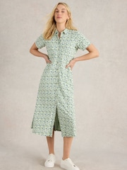 White Stuff Green Rua Jersey Shirt Dress - Image 1 of 5