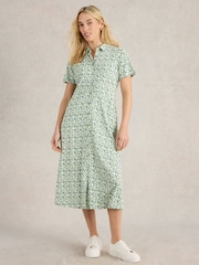 White Stuff Green Rua Jersey Shirt Dress - Image 3 of 5