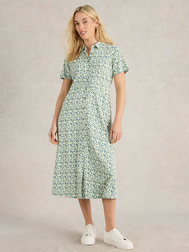 White Stuff Green Rua Jersey Shirt Dress - Image 3 of 5