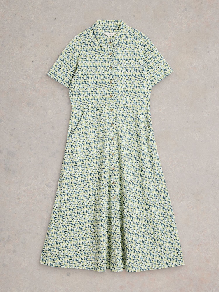 White Stuff Green Rua Jersey Shirt Dress - Image 5 of 5