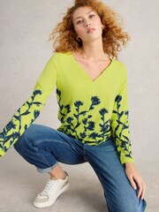 White Stuff Yellow 100% Cotton Nelly Long Sleeve T-Shirt - Image 3 of 6