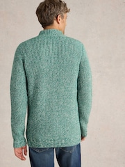 White Stuff Green Rye Twisted Button Neck Jumper - Image 2 of 6