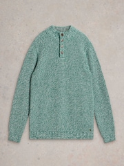 White Stuff Green Rye Twisted Button Neck Jumper - Image 5 of 6