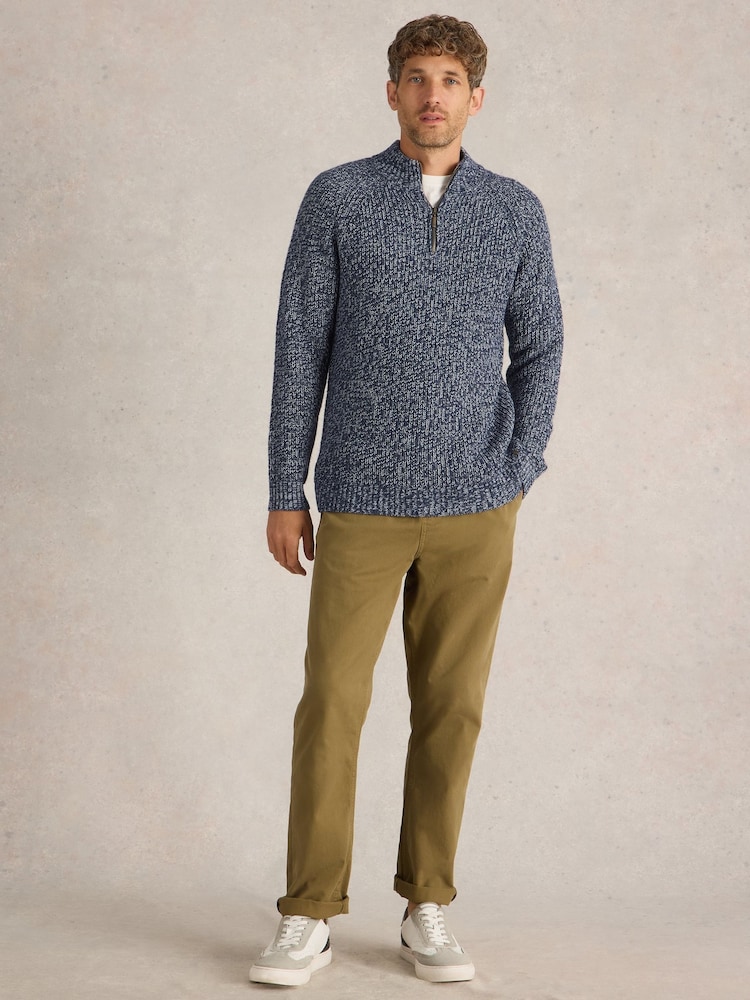 White Stuff Blue Blue Rye Twisted Zip Up Jumper - Image 1 of 6