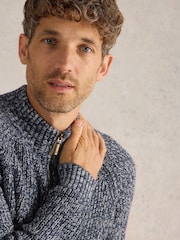 White Stuff Blue Blue Rye Twisted Zip Up Jumper - Image 4 of 6