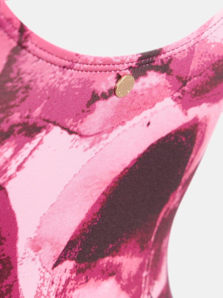 Mint Velvet Pink Camouflage Plunge Hardware Italian Fabric Tummy Control Swimsuit - Image 6 of 6 Mint Velvet Pink Camouflage Plunge Hardware Italian Fabric Tummy Control Swimsuit - Image 6 of 6
